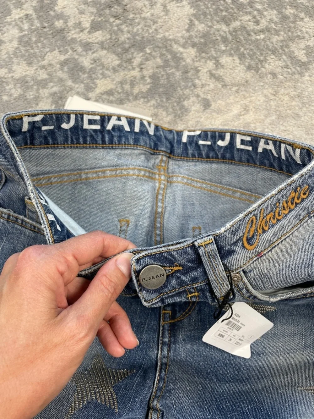 NWT P Jean Christie Celestial Chain Star Kick Crop Flare Jeans Sz 26